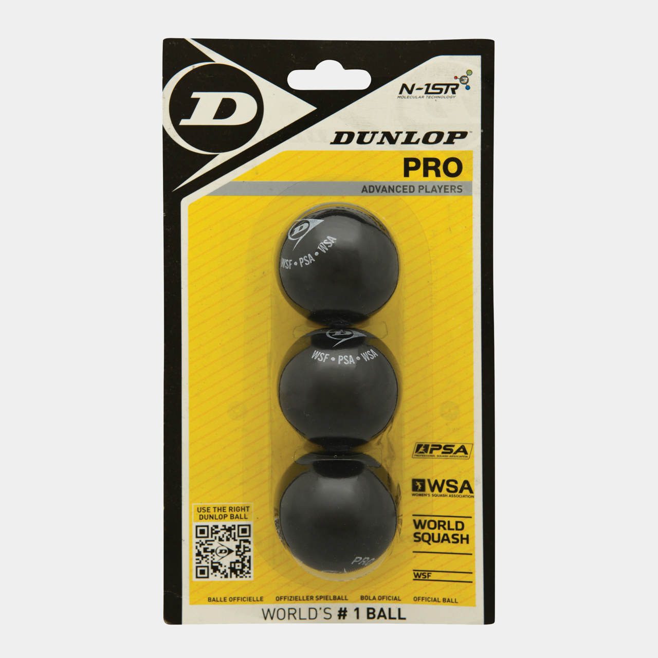 Pro Squash Ball 3 Ball Blister - double Yellow dot