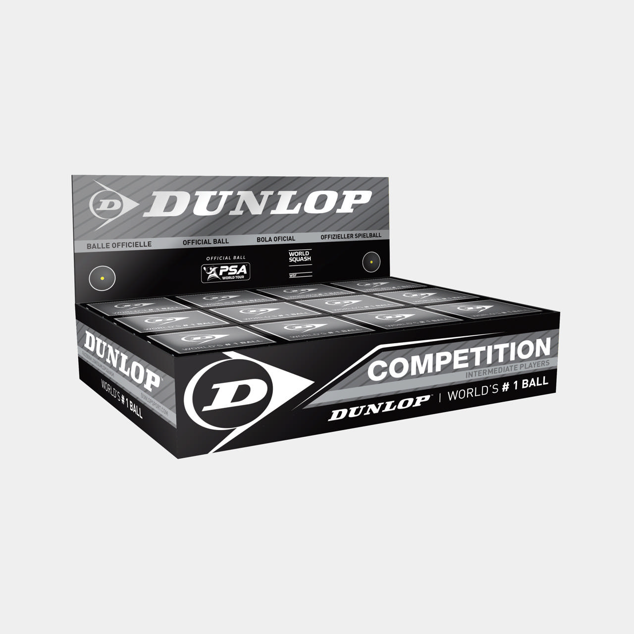 Competition Squash Ball 12pcs - single Yellow dot